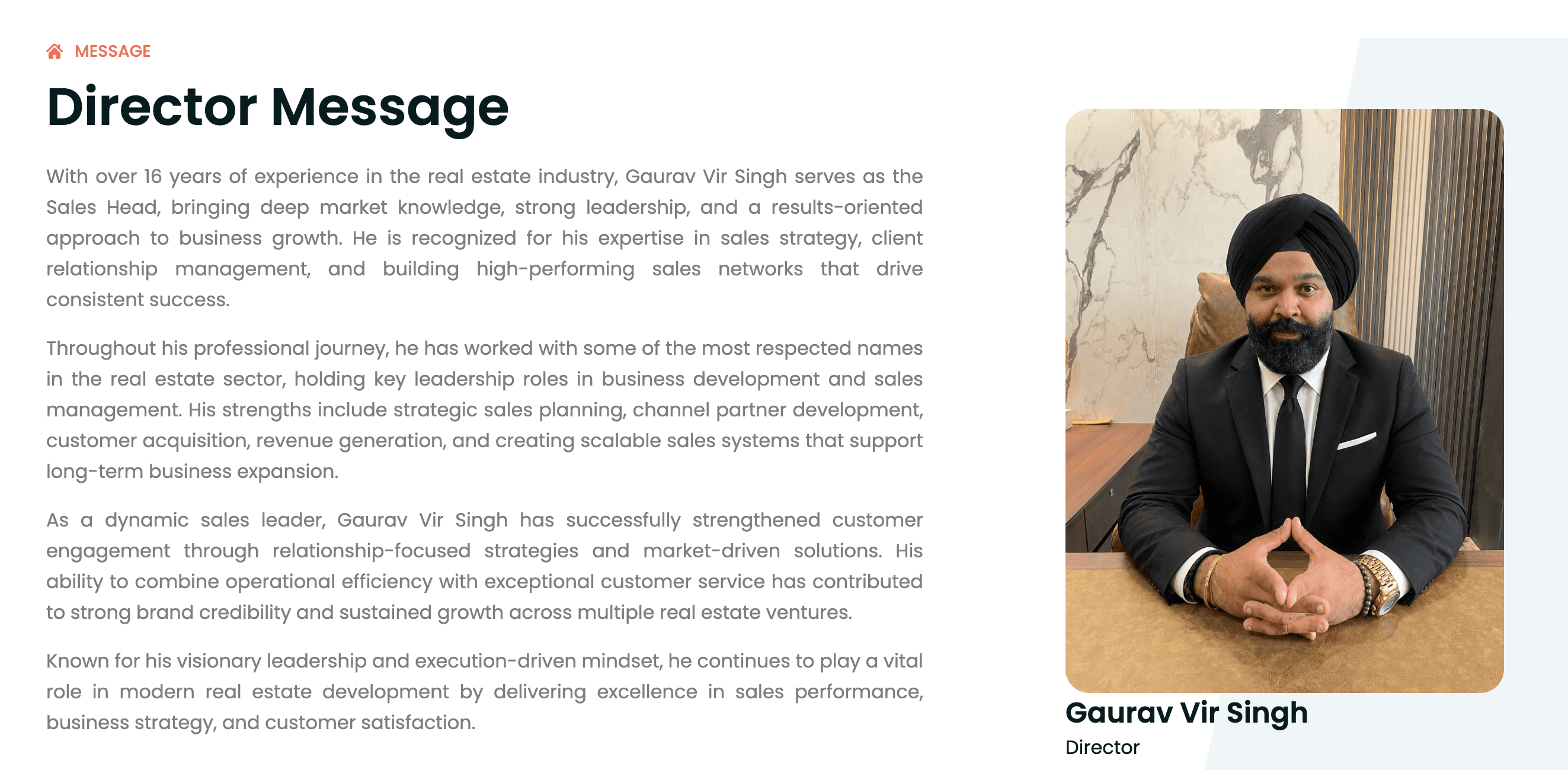 Gaurav Vir Singh, Director, Omana Projects