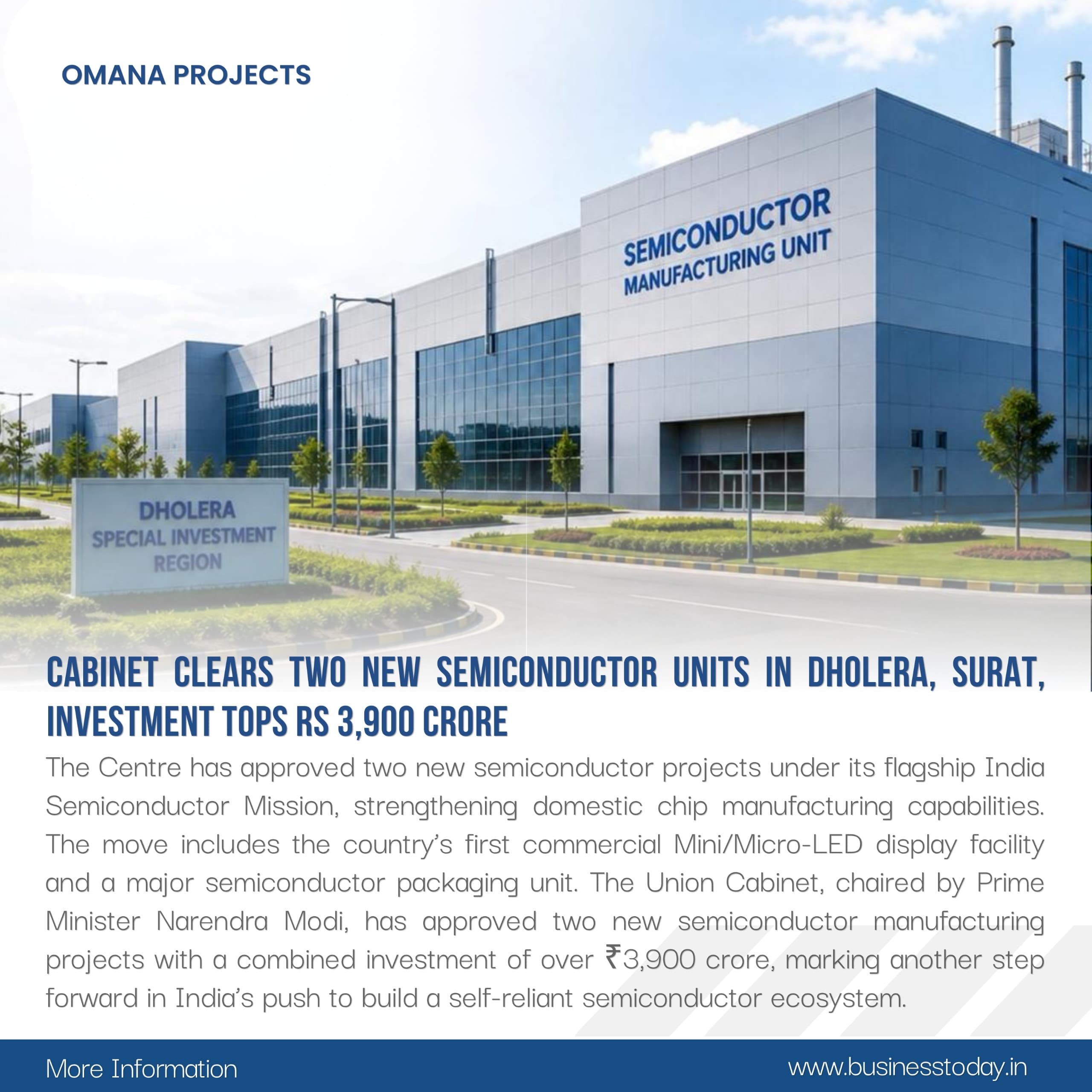 Cabinet Clears Two New Semiconductor Units in Dholera & Surat; Investment Crosses Rs 3,900 Crore