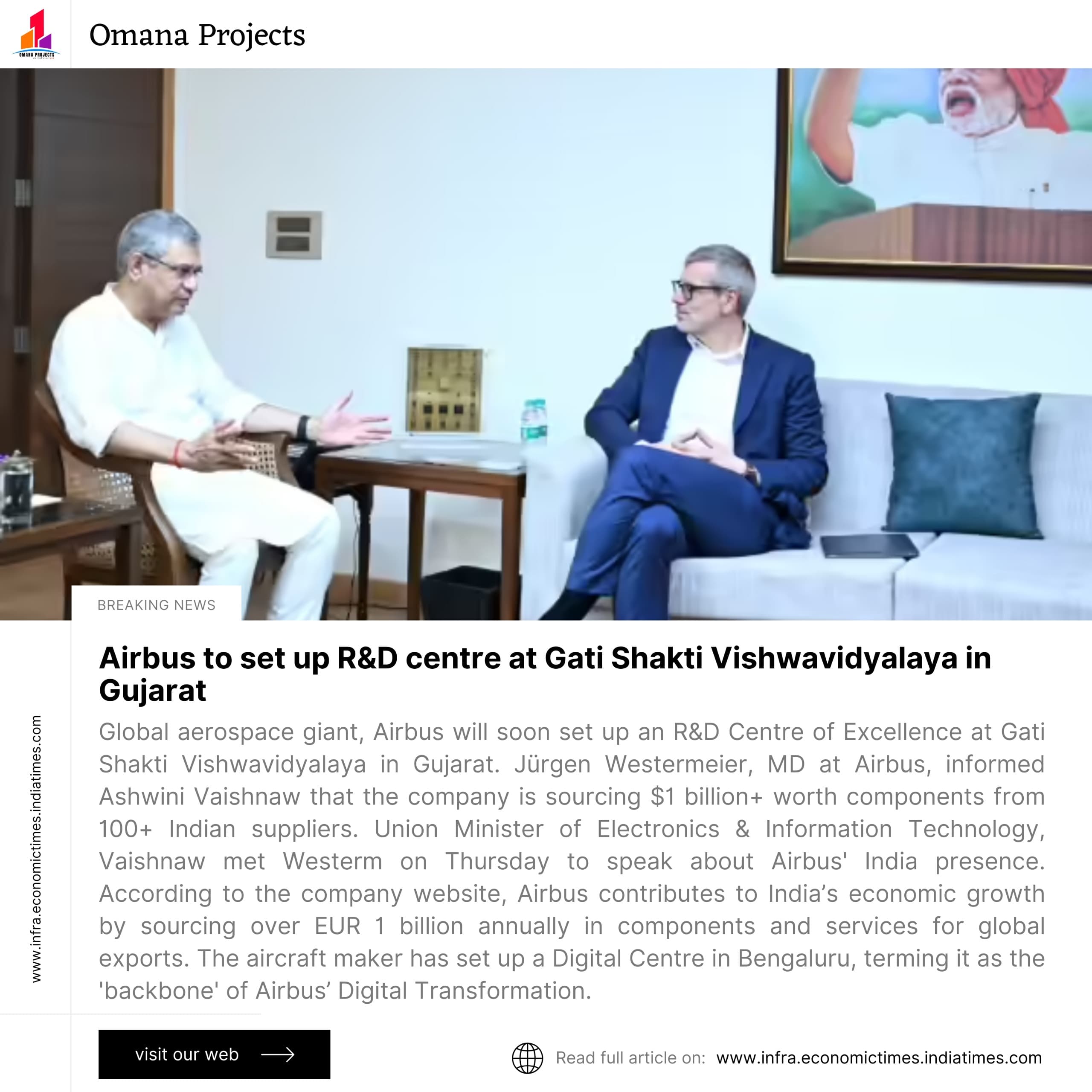 Airbus to set up R&D centre at Gati Shakti Vishwavidyalaya in Gujarat