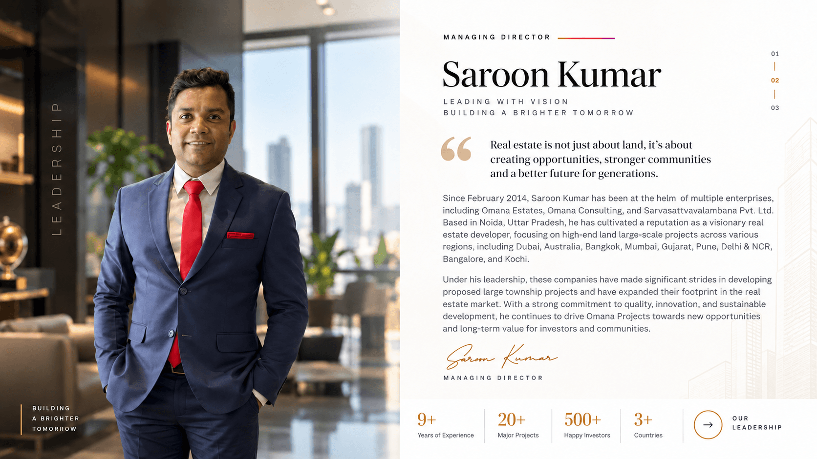 Saroon Kumar, Managing Director, Omana Projects