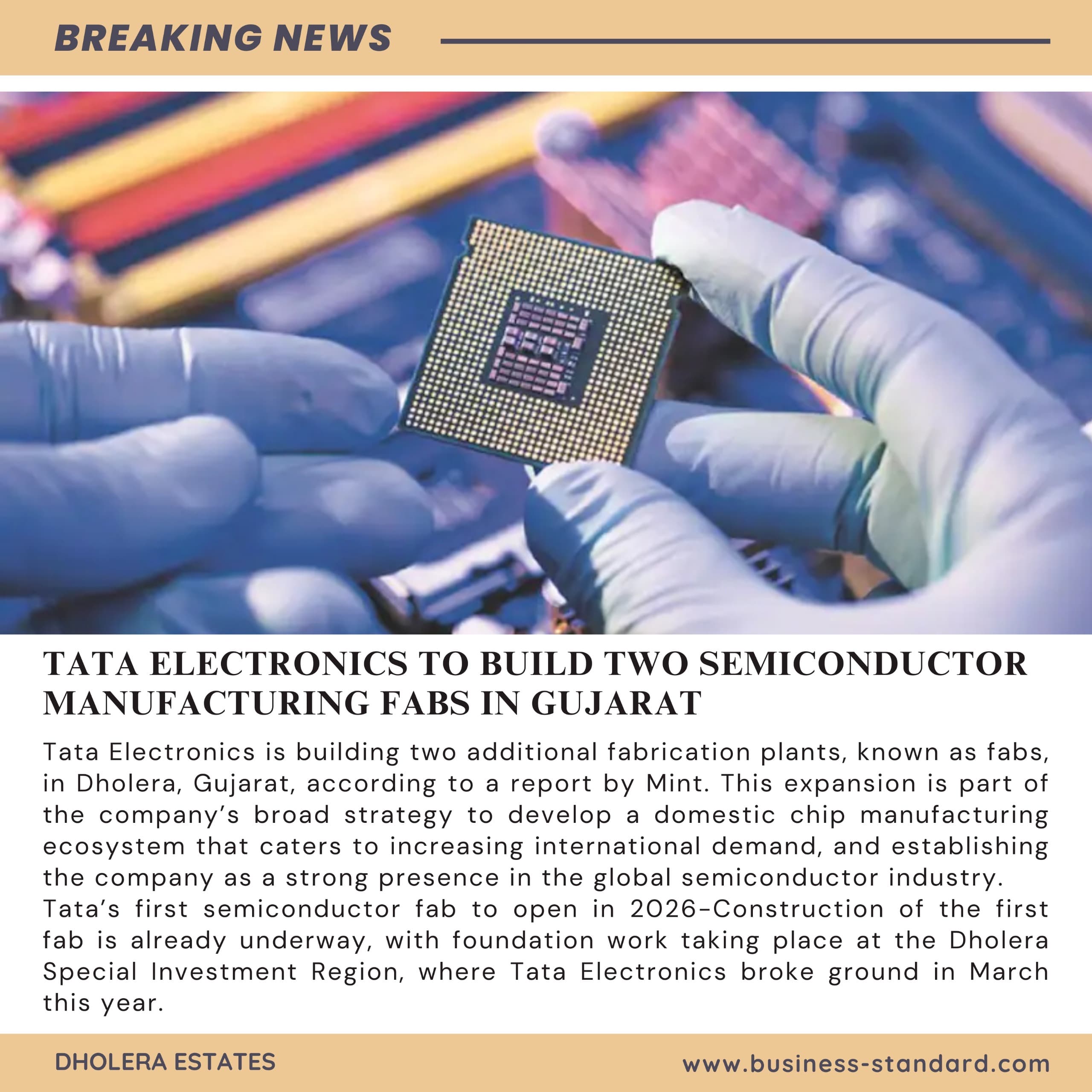 TATA ELECTRONICS TO BUILD TWO SEMICONDUCTOR MANUFACTURING FABS IN GUJARAT